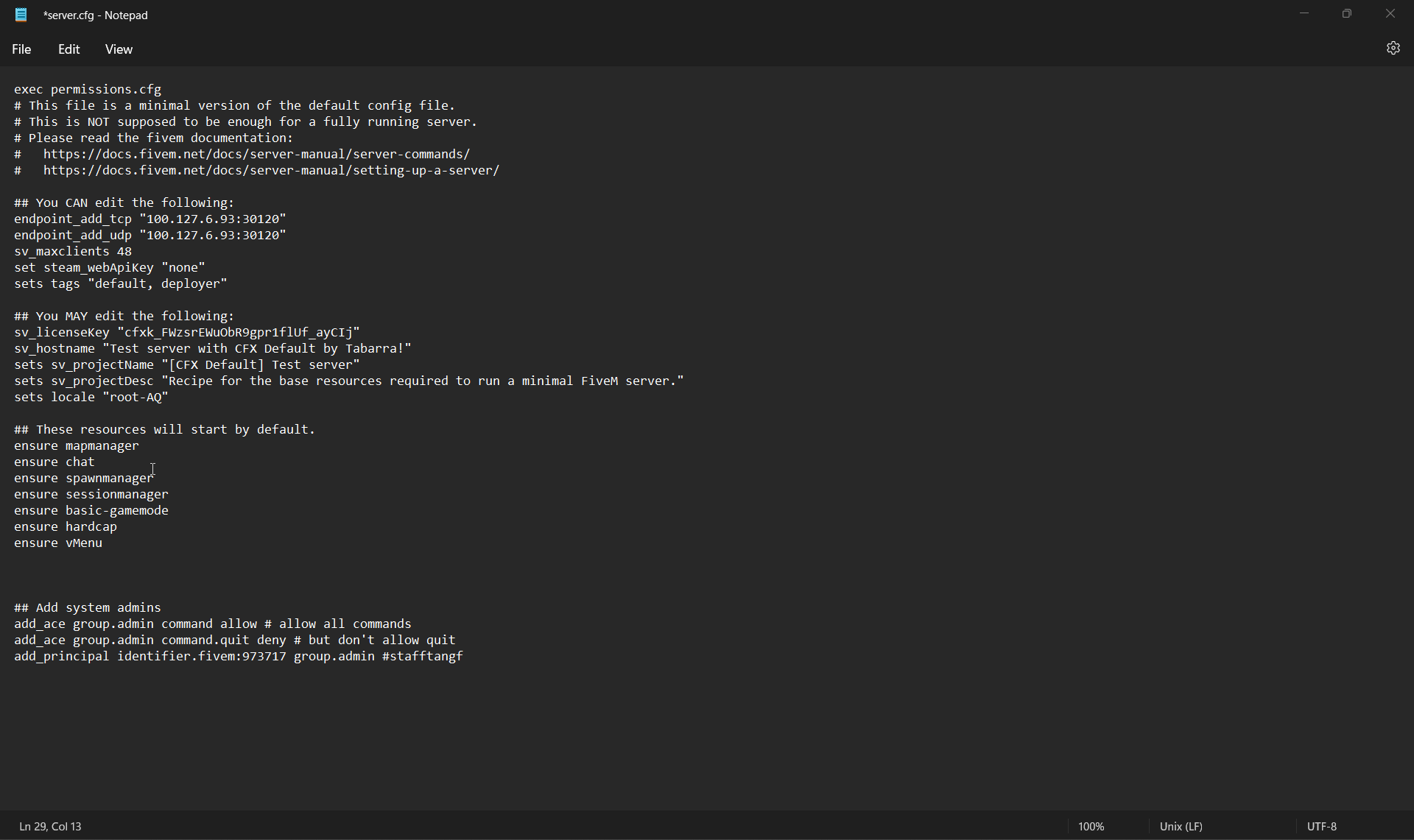 EasyAdmin added to server.cfg